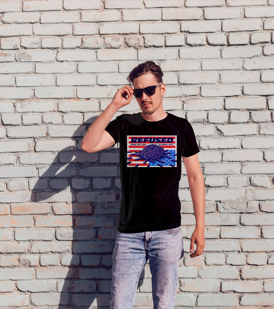 Refused April 5th 2025 The Showbox Seattle Flag And Worms Artwork T-Shirt