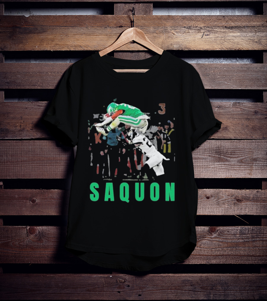 Saquon Reverse Hurdle Eagles Football Action T-Shirt