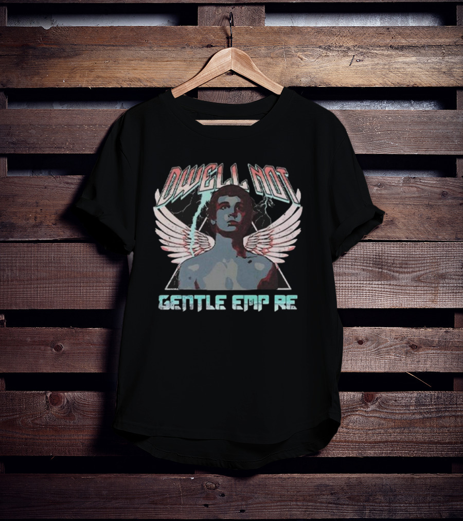 Dwell Not Gentle Empire Winged Figure With Lightning And Triangle Background T-Shirt