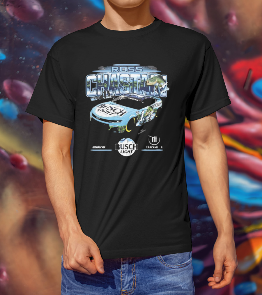 Ross Chastain Busch Light Trackhouse Racing Team Bass Car T-Shirt