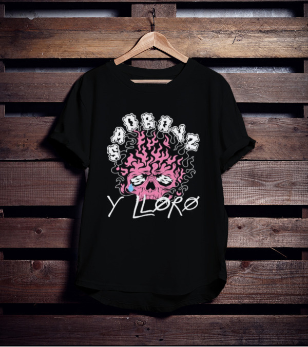 Sad Boyz Y Lloro Skull Flames Pink Blue Tear T-Shirt