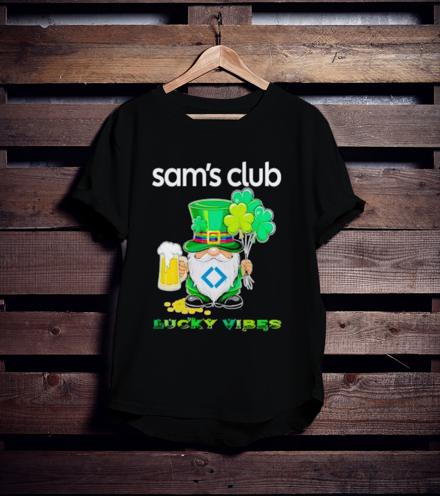 Sam’s Club Lucky Vibes St Patrick’s Day Gnomes Beer Shamrock T-Shirt