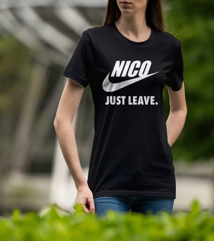 Nico Just Leave Swoosh Parody T-Shirt
