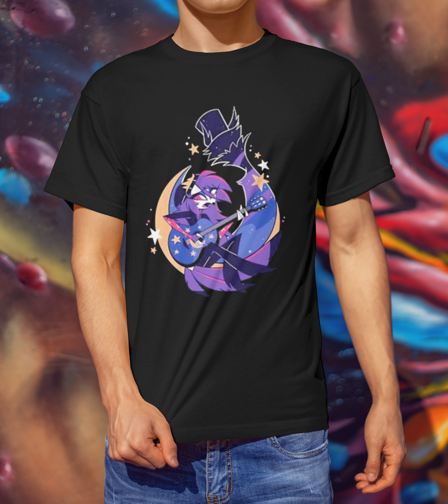 Sharkrobot I Will Be Okay Celestial Guitarist Fox In Top Hat With Stars And Moon T-Shirt
