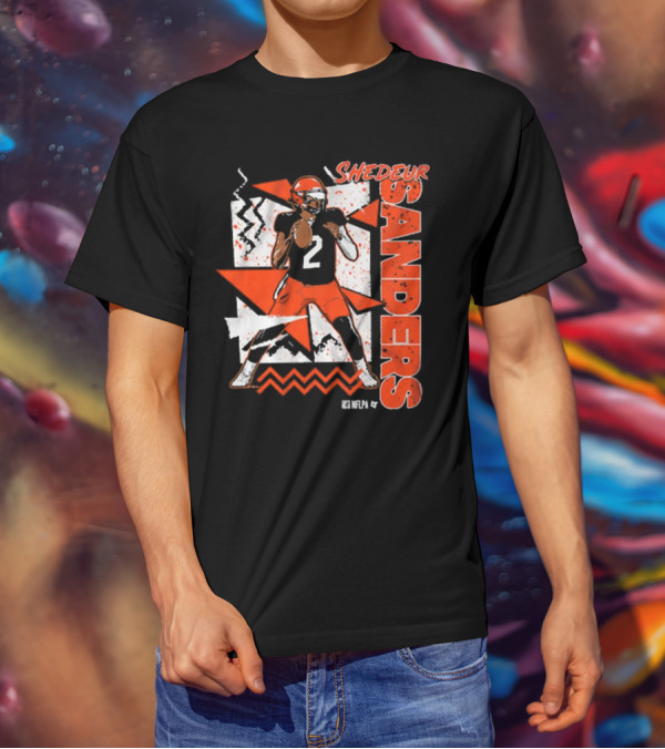Shedeur Sanders 90s Style Retro Football Illustration T-Shirt