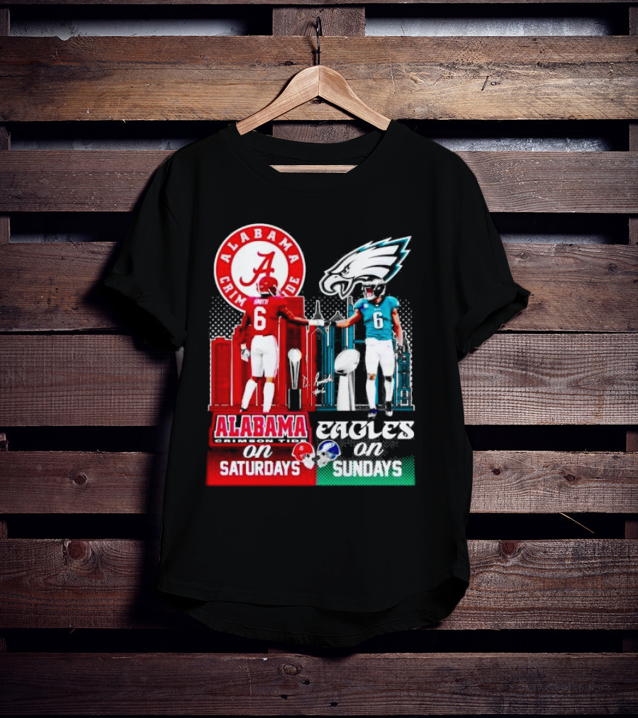 Alabama Crimson Tide Saturdays And Philadelphia Eagles Sundays Smith T-Shirt