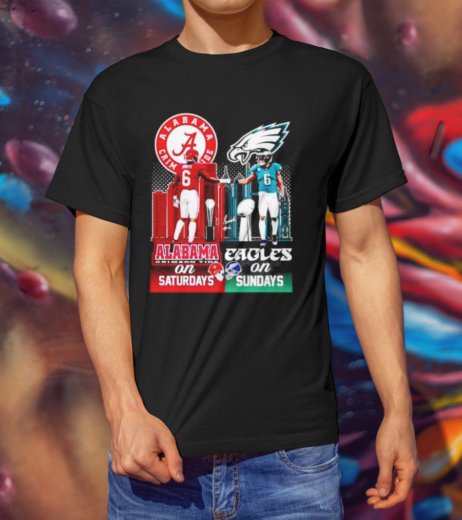 Alabama Crimson Tide Saturdays And Philadelphia Eagles Sundays Smith T-Shirt