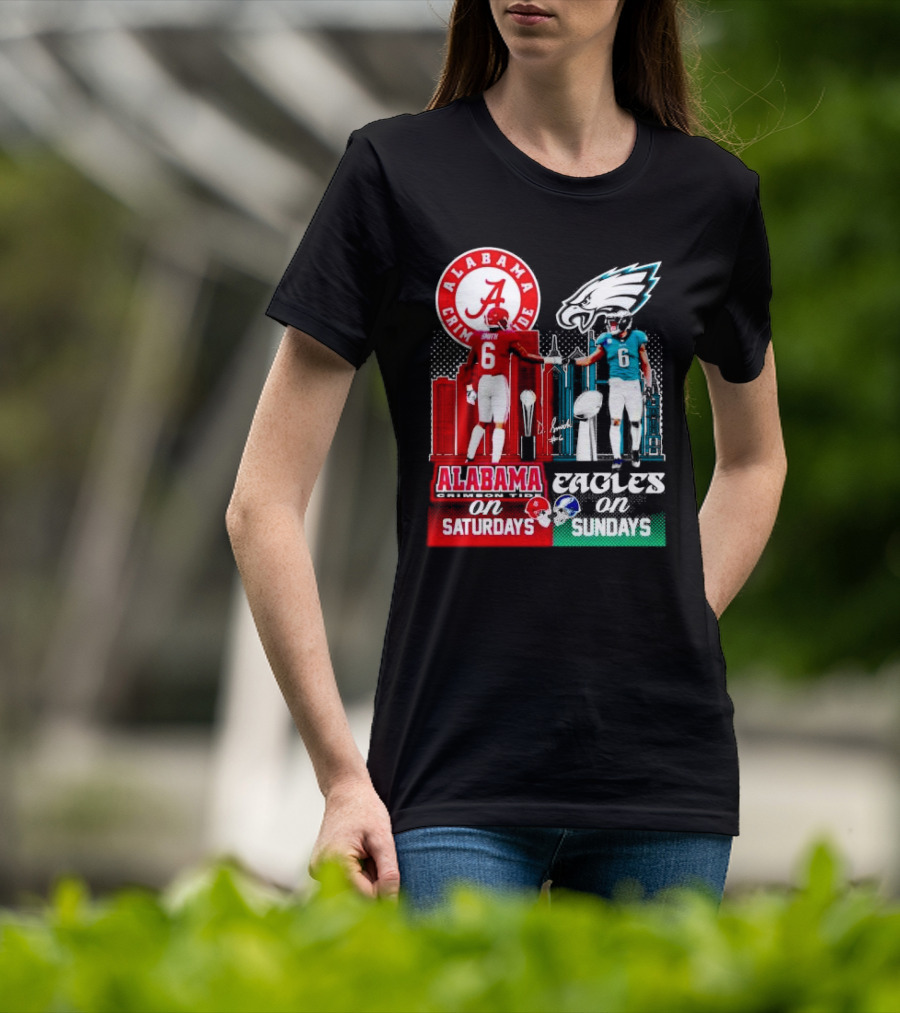 Alabama Crimson Tide Saturdays And Philadelphia Eagles Sundays Smith T-Shirt