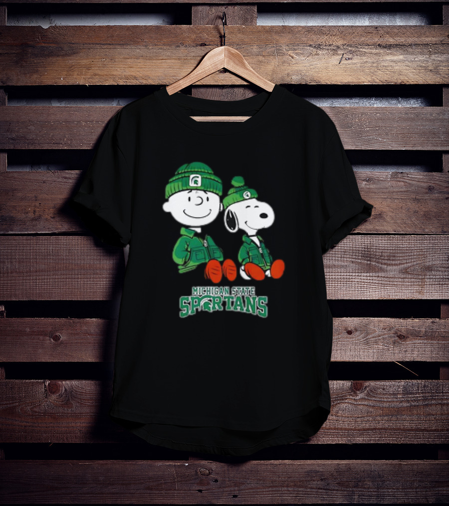 Snoopy And Charlie Brown Michigan State Spartans Green Apparel T-Shirt