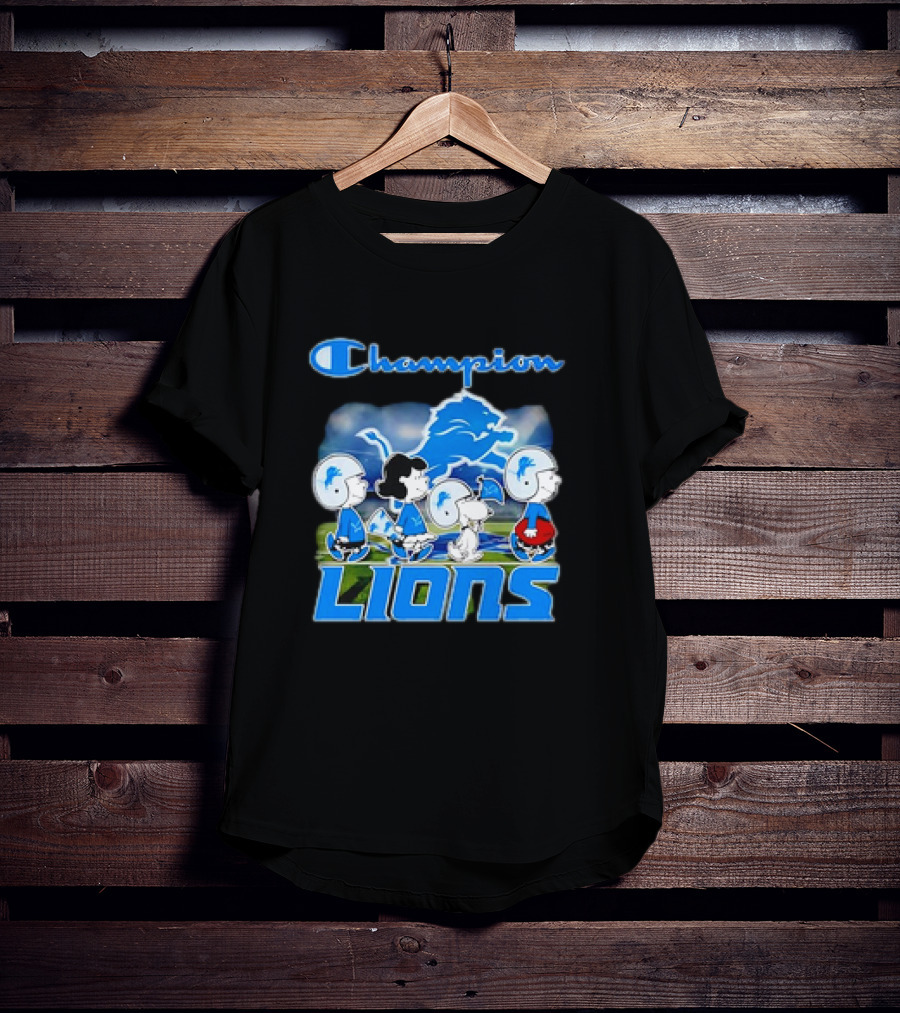 Champion Lions Snoopy Charlie Brown And Friends Detroit T-Shirt