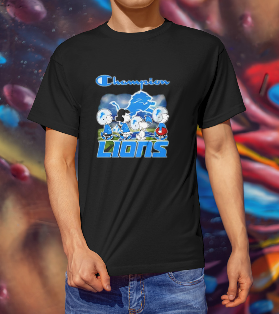 Champion Lions Snoopy Charlie Brown And Friends Detroit T-Shirt