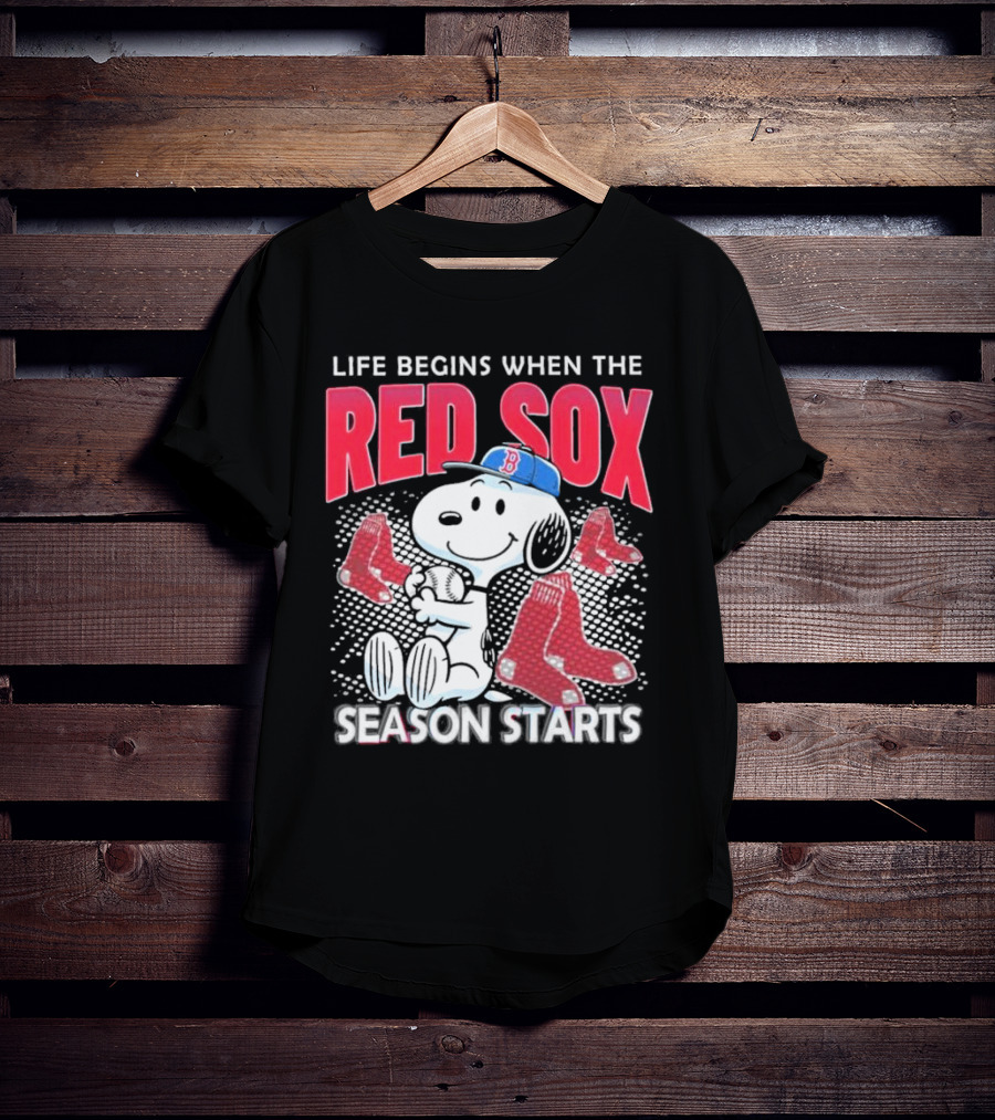 Snoopy Life Begins When The Red Sox Season Starts T-Shirt