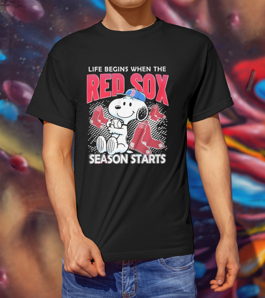 Snoopy Life Begins When The Red Sox Season Starts T-Shirt