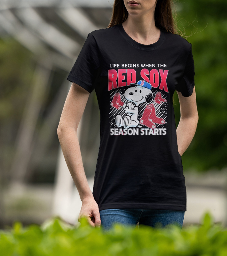 Snoopy Life Begins When The Red Sox Season Starts T-Shirt