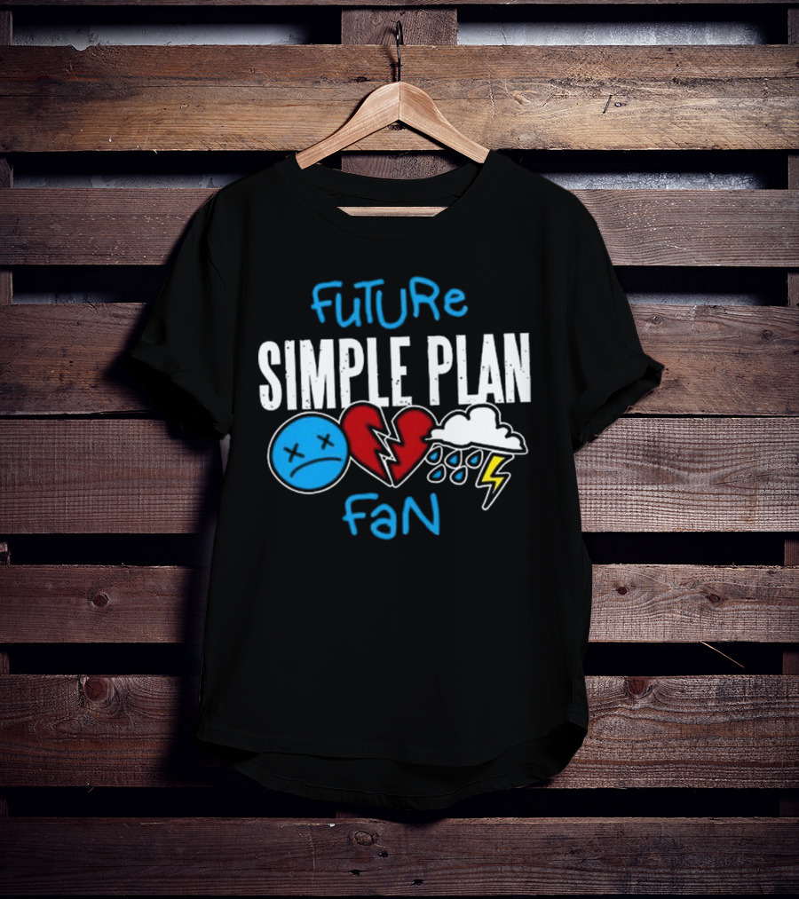 Future Simple Plan Fan With Emojis Of Heart And Lightning Cloud T-Shirt