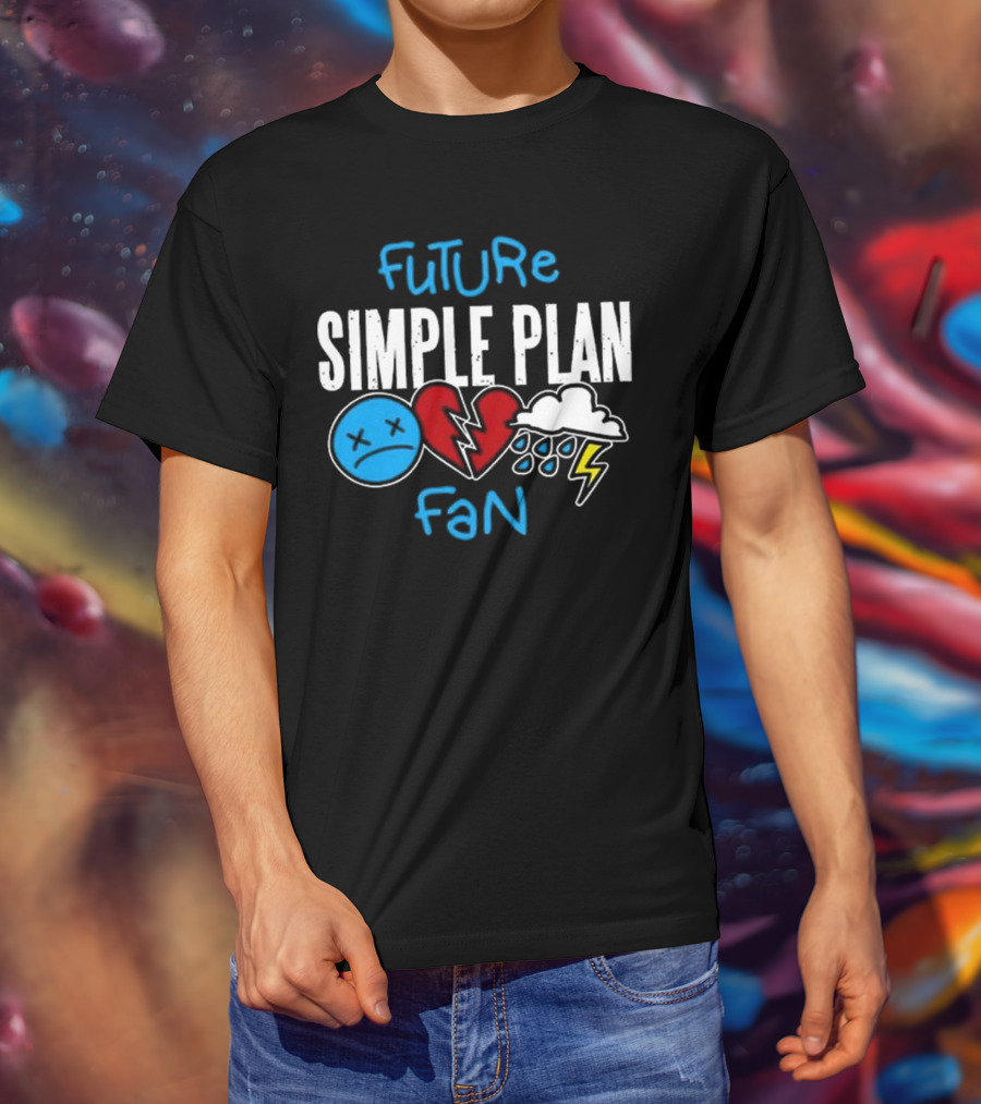 Future Simple Plan Fan With Emojis Of Heart And Lightning Cloud T-Shirt