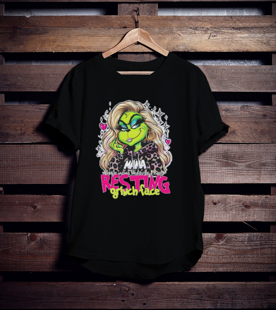 Single Mama Resting Grinch Face With Blonde Hair And Hearts T-Shirt