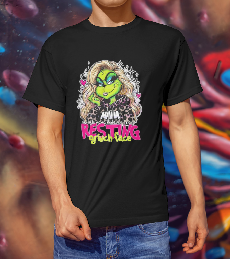 Single Mama Resting Grinch Face With Blonde Hair And Hearts T-Shirt
