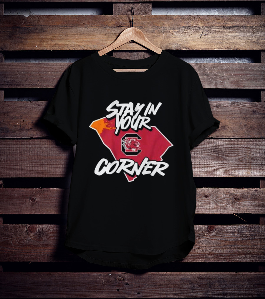 South Carolina Football Stay In Your Corner Gamecock Logo And State Map T-Shirt