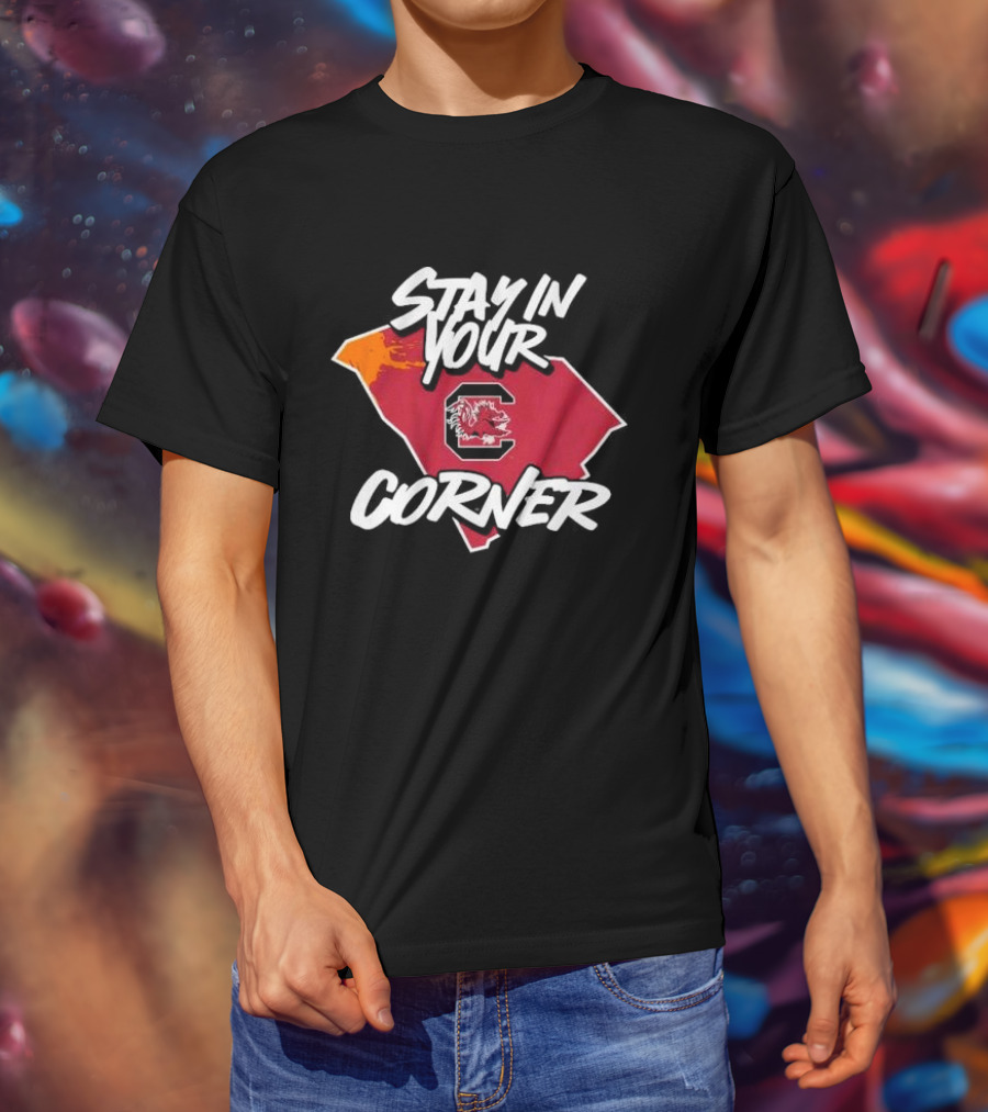 South Carolina Football Stay In Your Corner Gamecock Logo And State Map T-Shirt