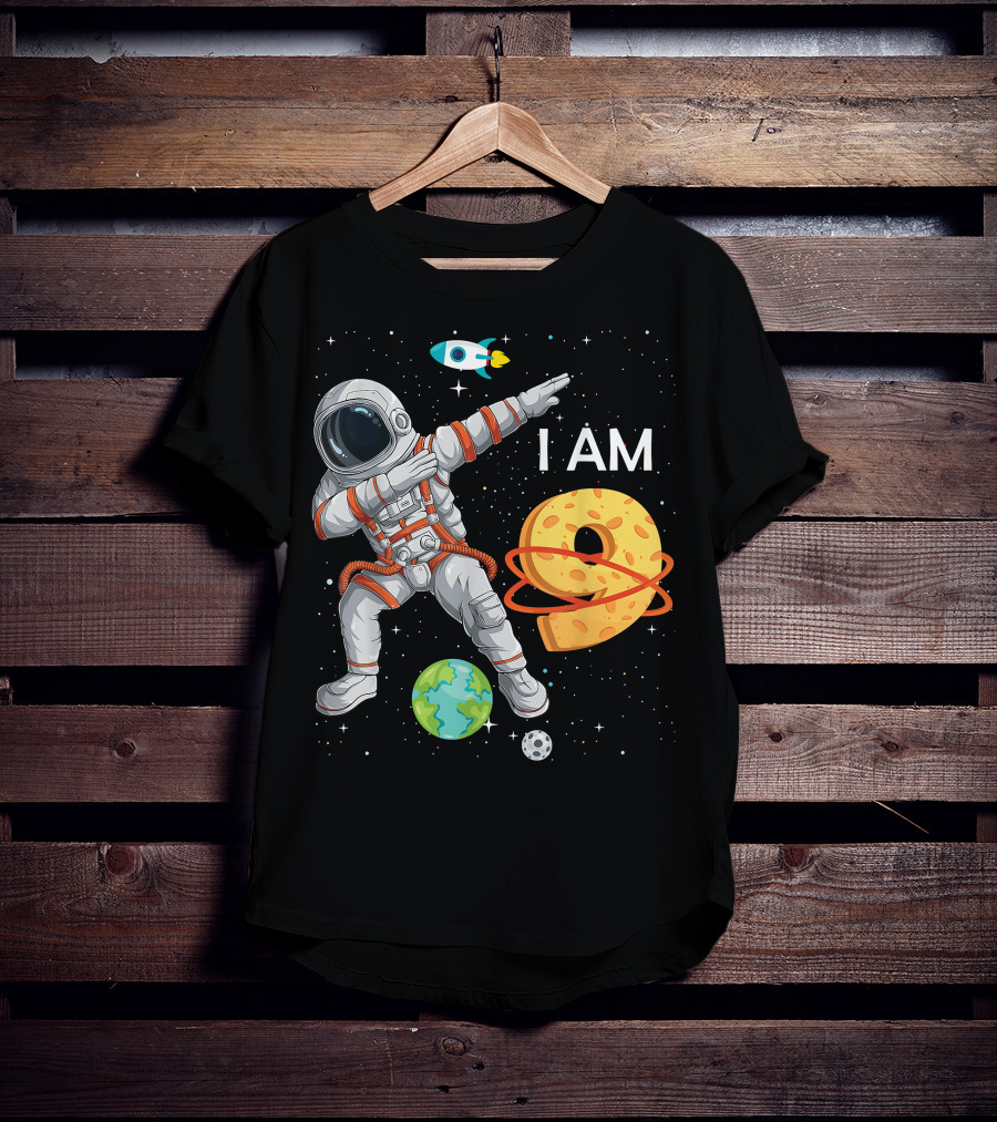 I Am 9 Years Old Birthday Boy Astronaut Space 9th B-Day T-Shirt