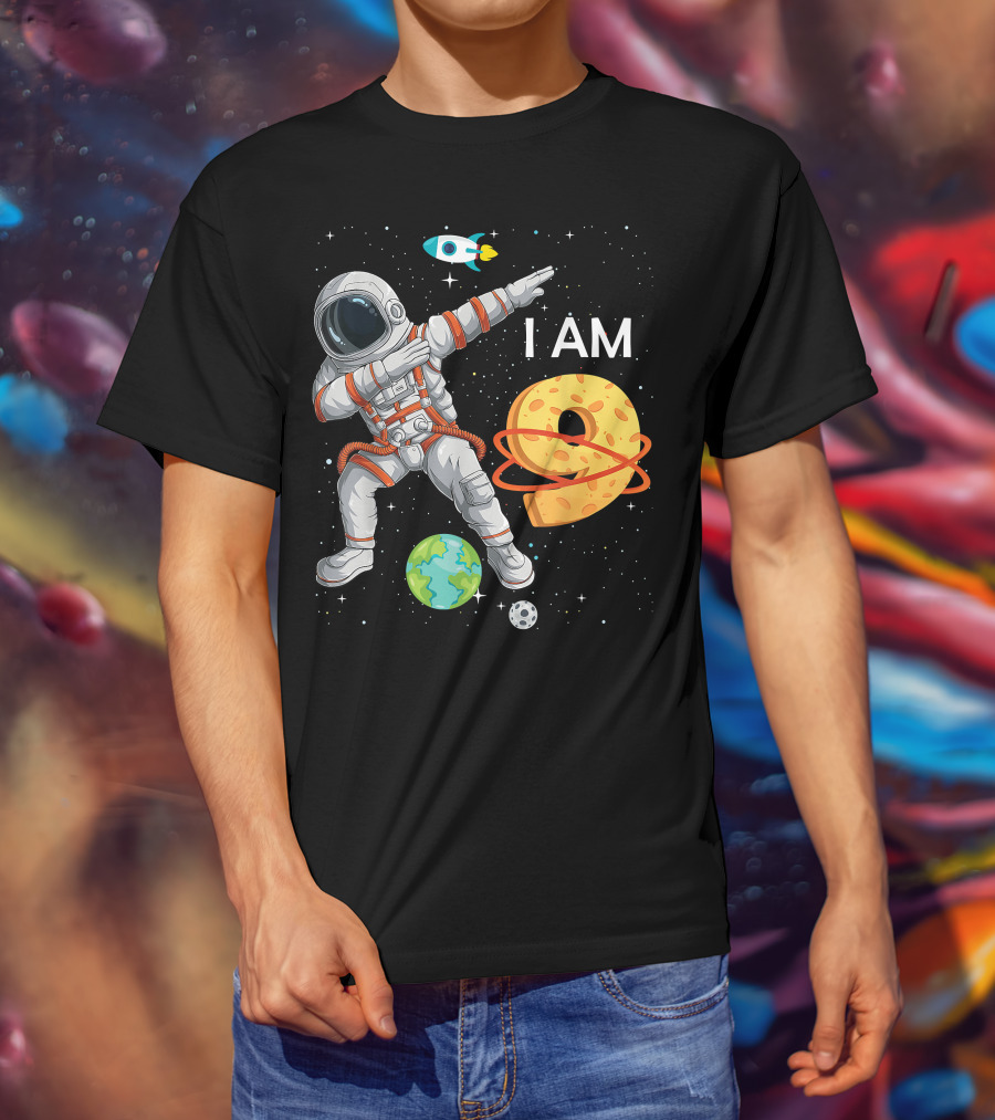 I Am 9 Years Old Birthday Boy Astronaut Space 9th B-Day T-Shirt