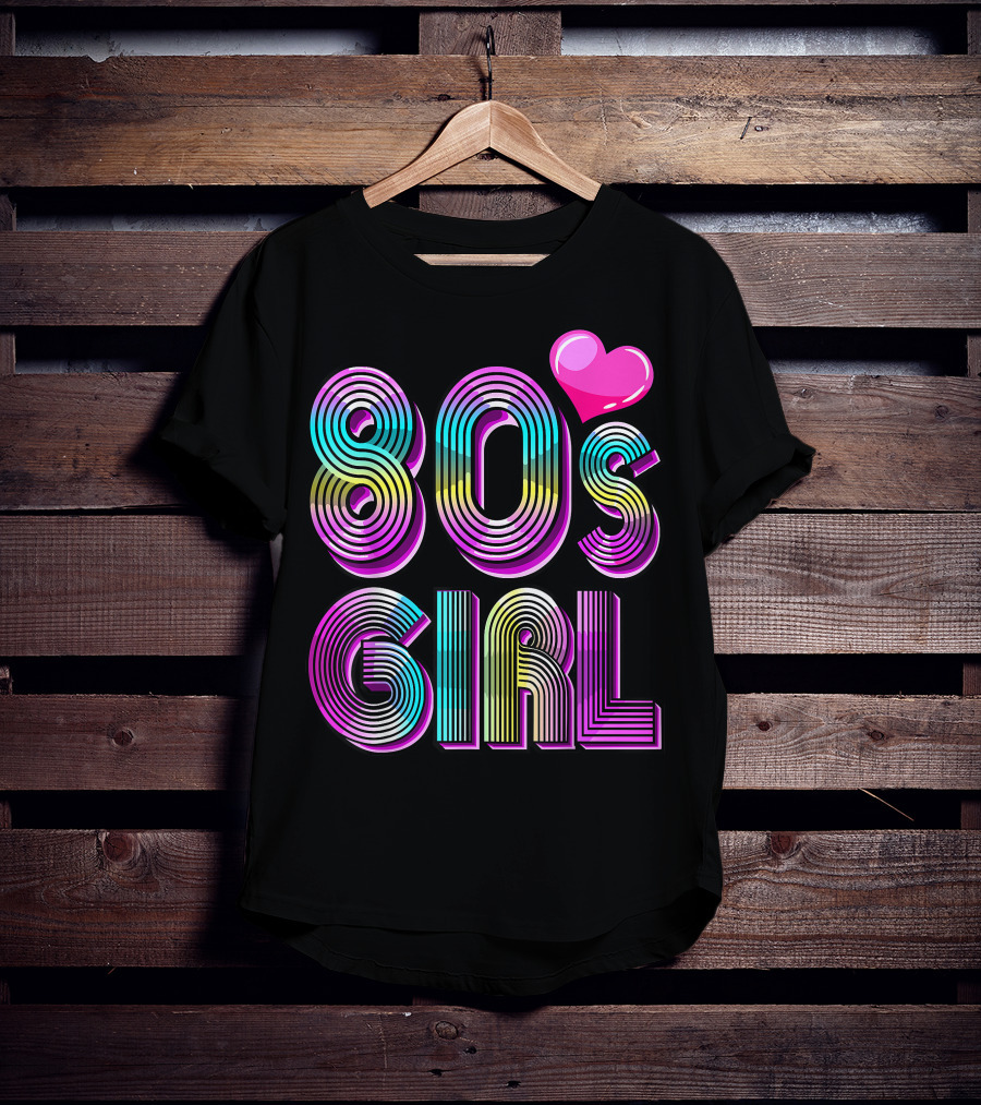 80's Girl Birthday Party Costume Vintage Heart Design Women T-Shirt