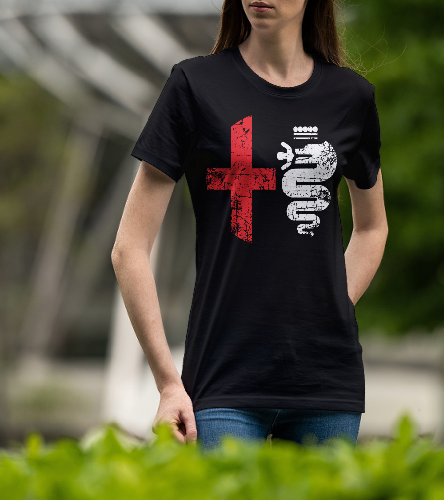Alfa Car Drivers Stylish Grunge Red Cross Serpent T-Shirt