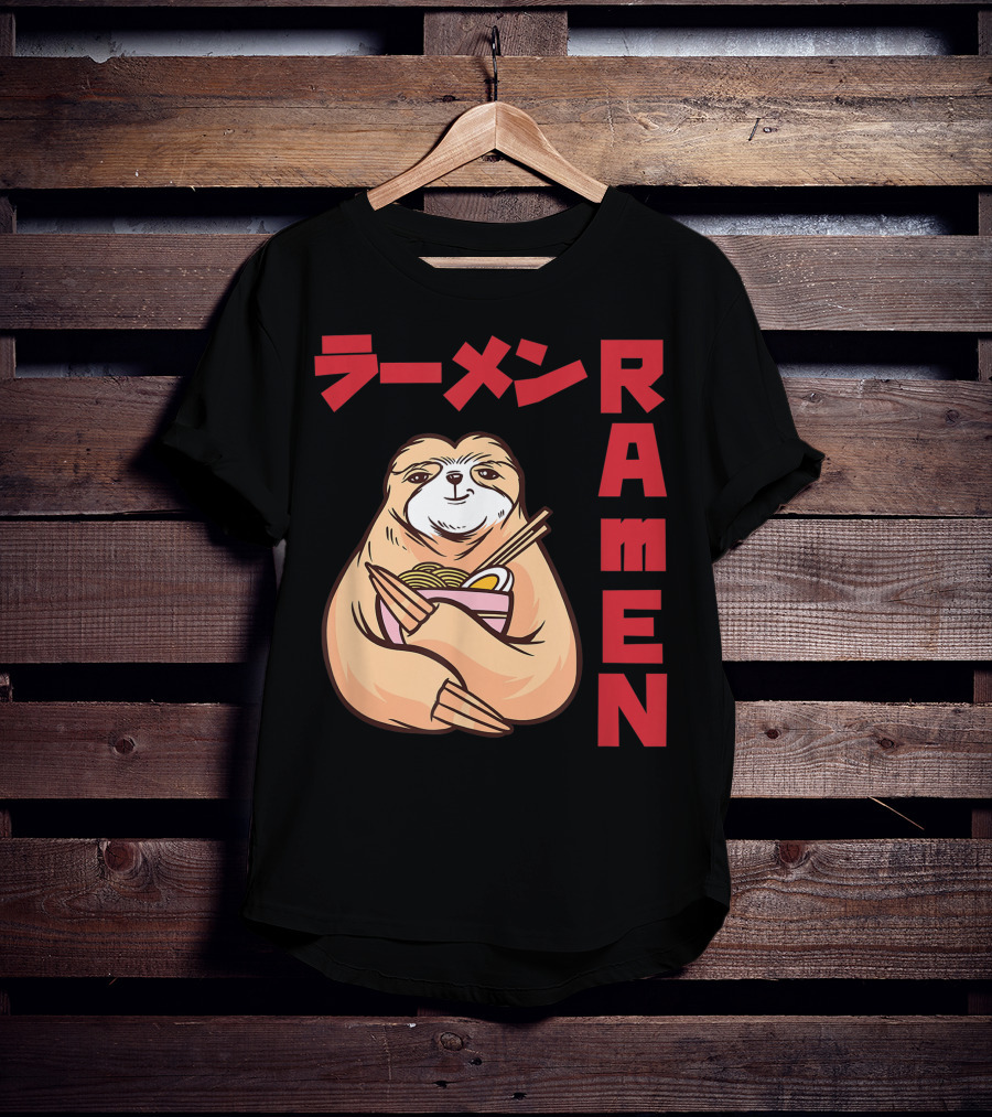 Kawaii Ramen Sloth Anime Noodles Japanese Sketching T-Shirt