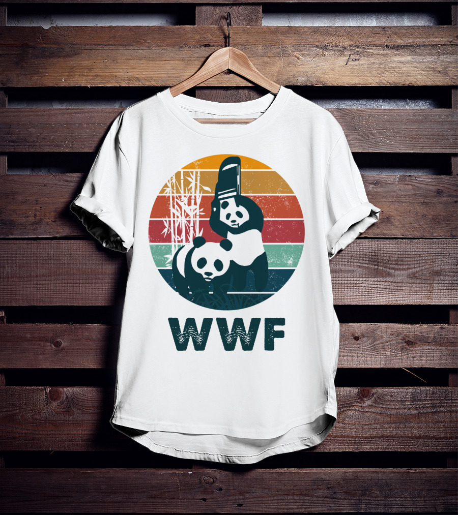 WWF Panda Retro Bamboo Scene T-Shirt