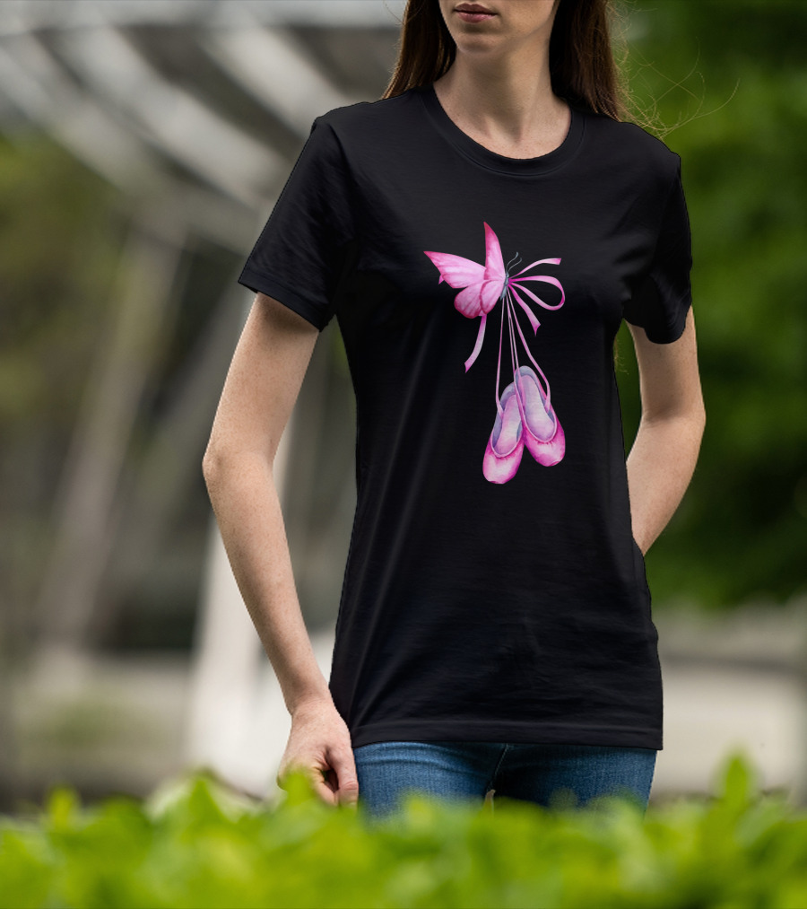 Ballet Shoes Pink Butterfly Ballet T-Shirt