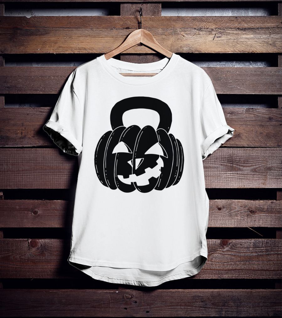 Pumpkin Halloween Kettlebell Fitness Jack-O'-Lantern T-Shirt
