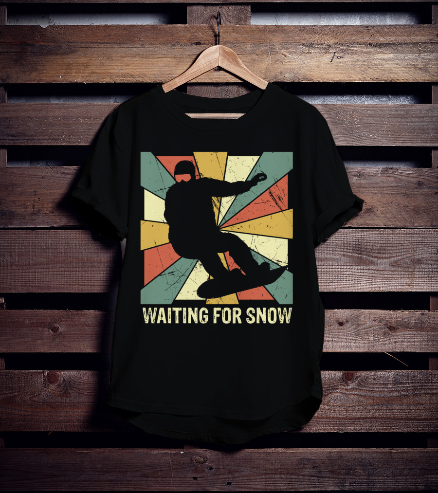 Waiting For Snow Vintage Snowboarding T-Shirt