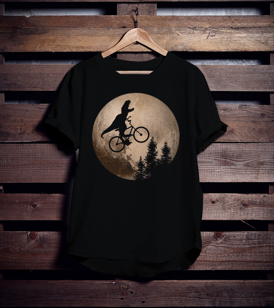 T Rex Riding A Bicycle Across Pluto T-Shirt