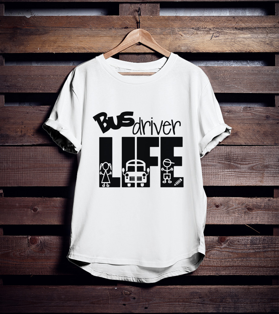 Bus Driver Life With Kids And School Bus Elements T-Shirt
