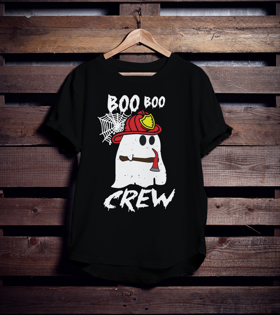 Boo Boo Firefighter Crew Ghost With Axe And Helmet T-Shirt