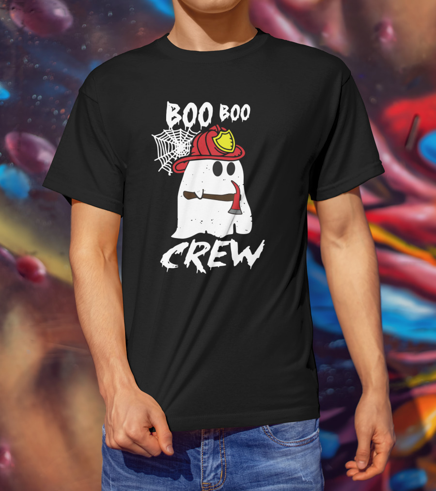Boo Boo Firefighter Crew Ghost With Axe And Helmet T-Shirt