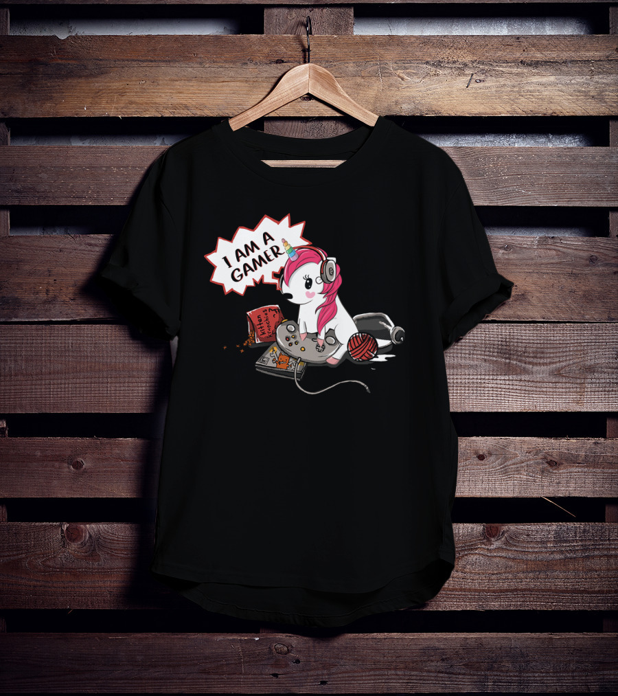I Am A Gamer Unicorn Headset Controller Fantasy Adventure T-Shirt