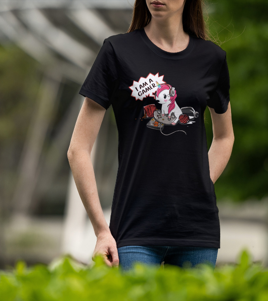 I Am A Gamer Unicorn Headset Controller Fantasy Adventure T-Shirt