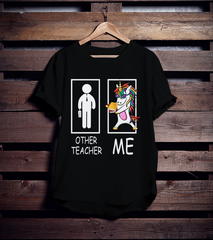 Other Teacher And Me Unicorn Flossing With Rainbow Mane T-Shirt