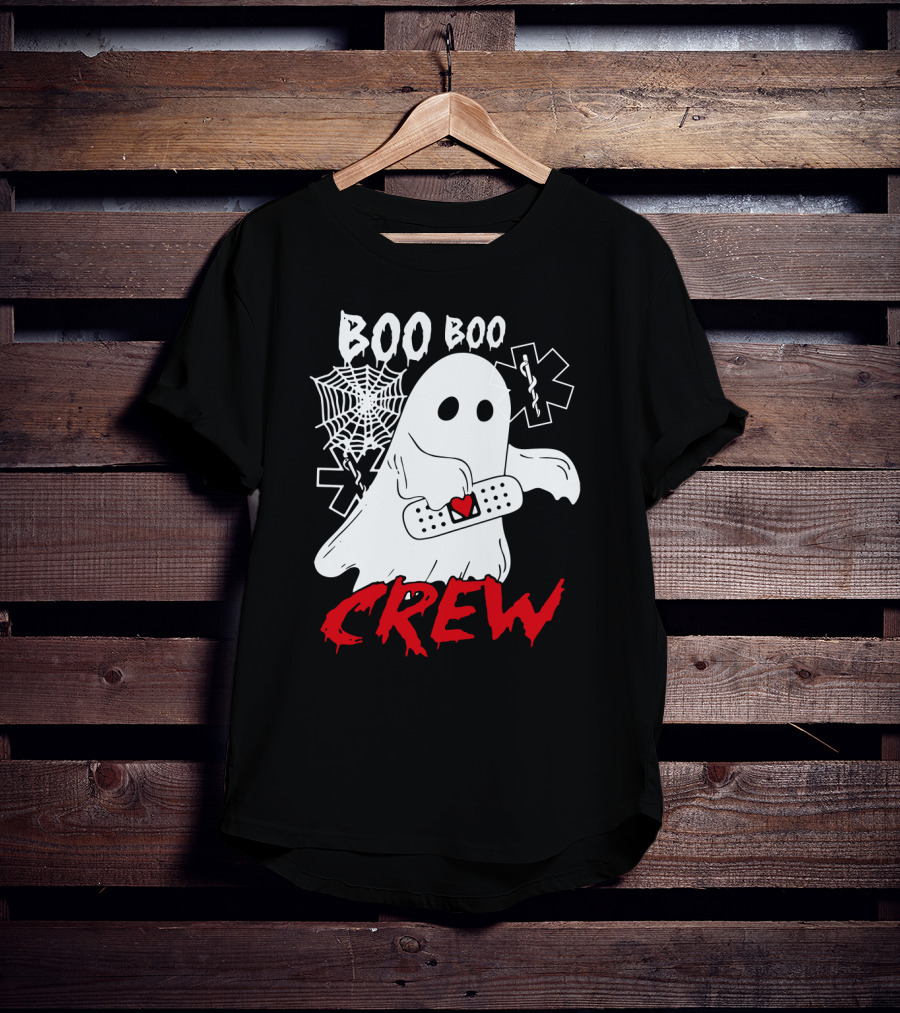 EMT Boo Boo Crew Ghost With Bandage And Cobweb T-Shirt