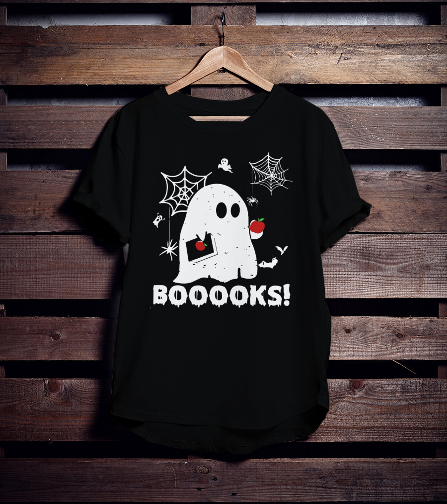 Ghost Boooooks Loves Apples And Webs T-Shirt