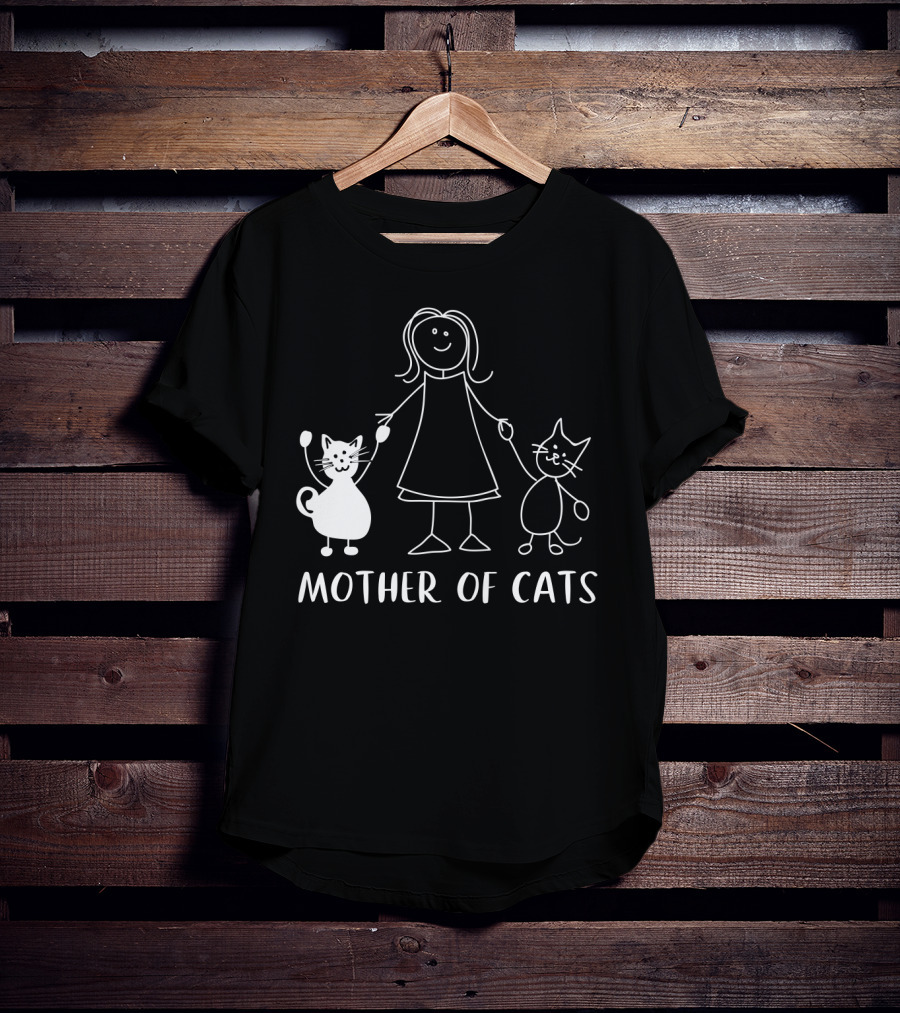 Mother Of Cats Stick Figure With Cats T-Shirt