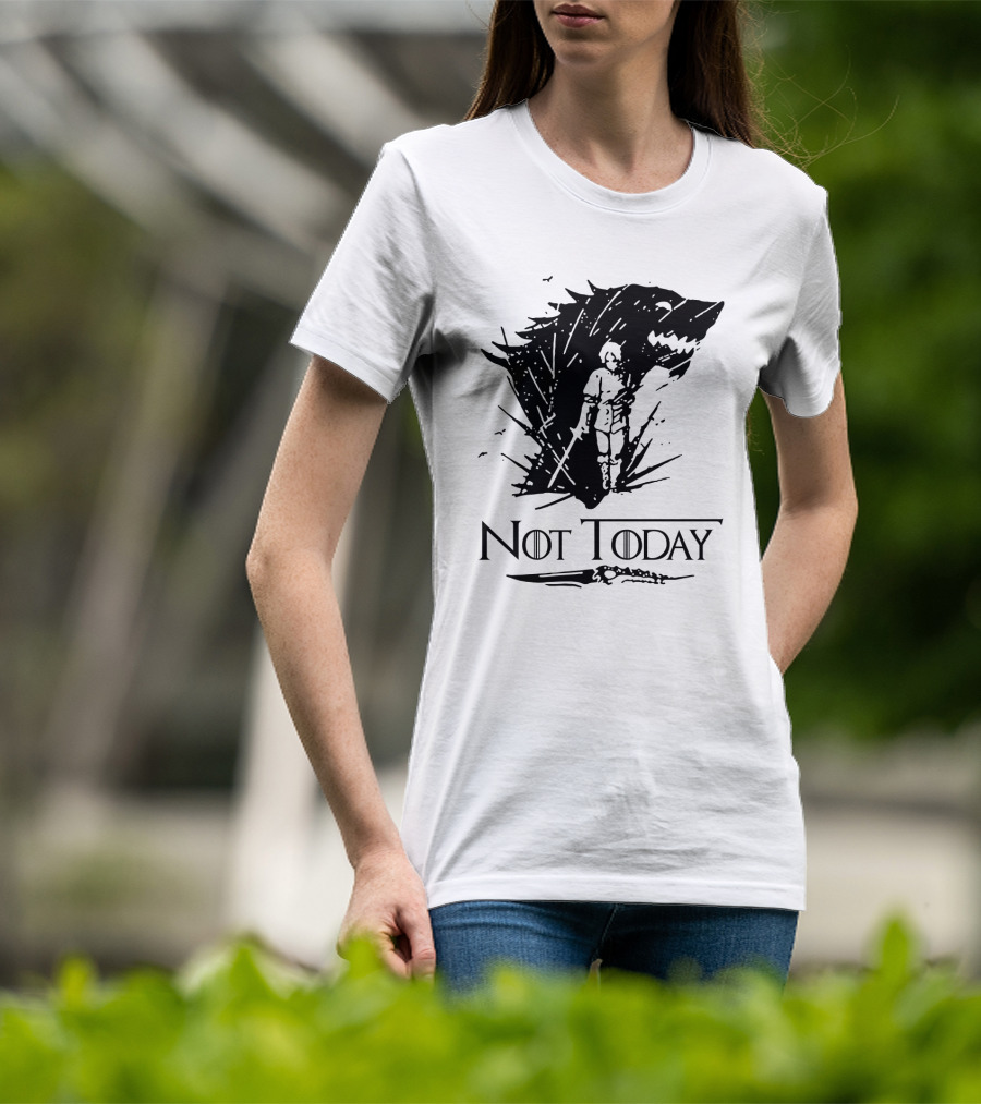 Not Today Sword Character With Direwolf Shadow T-Shirt