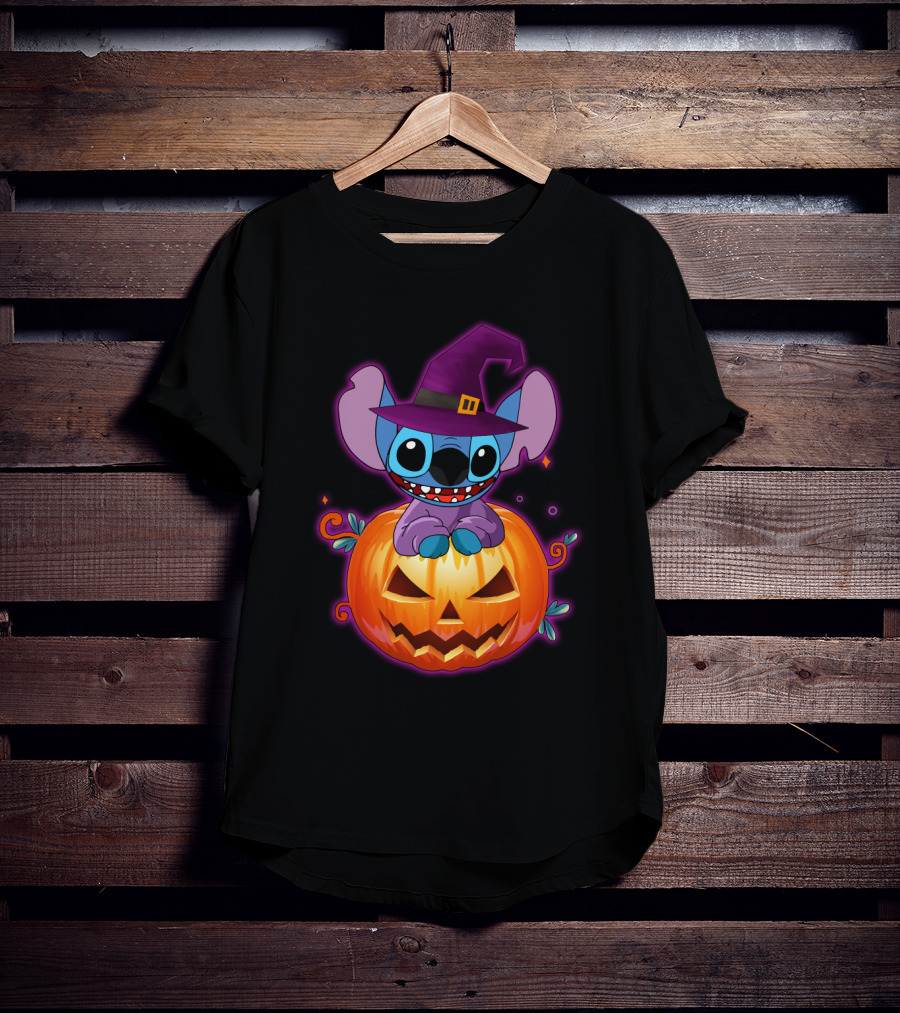 Stitch Witch Pumpkin Halloween Jack-O'-Lantern T-Shirt