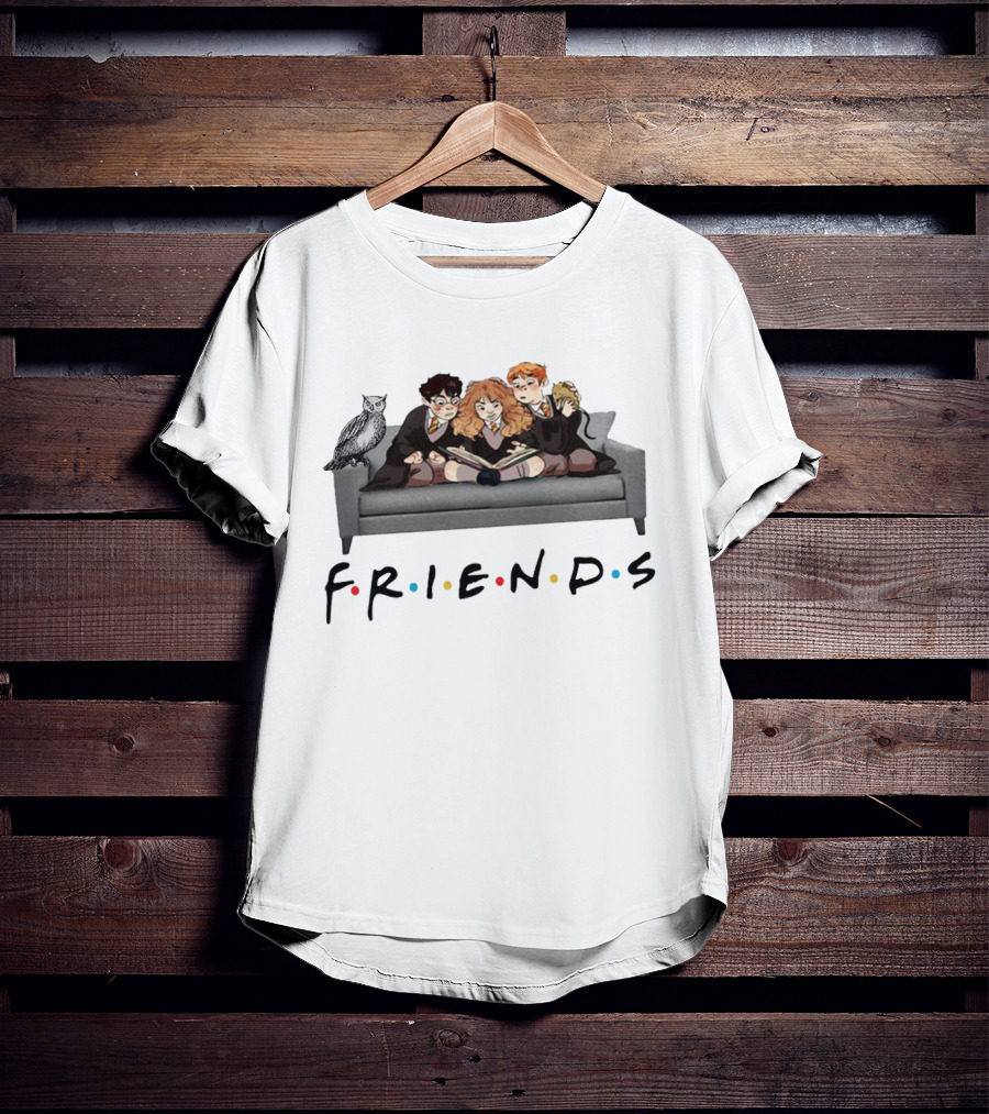 Friends Couch With Wizard Trio And Owl T-Shirt