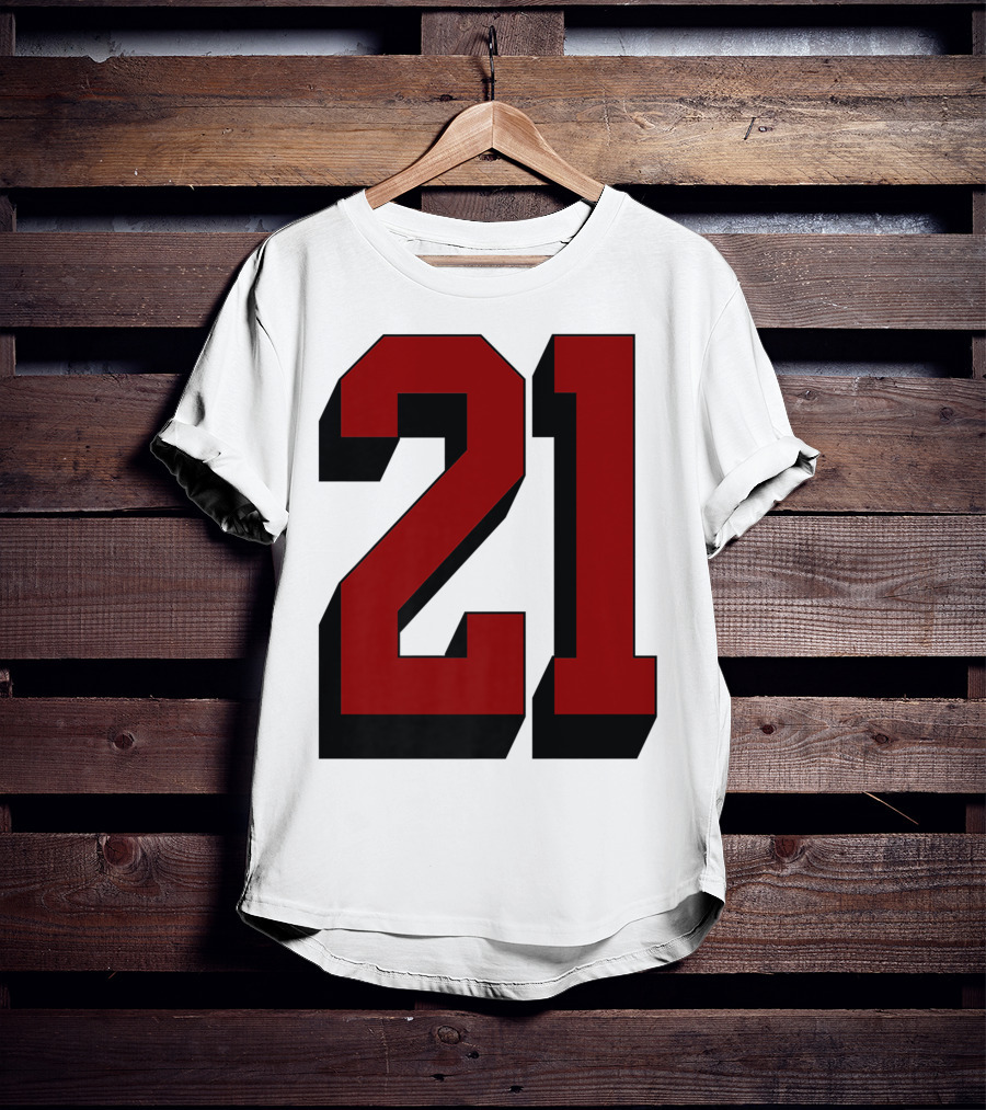 Number 21 Varsity Fan Sports Team White Jersey Premium 21 T-Shirt