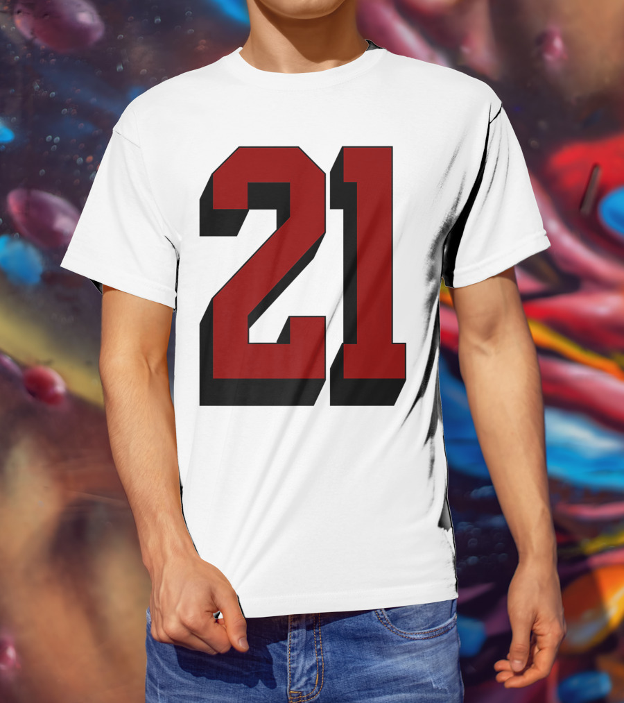 Number 21 Varsity Fan Sports Team White Jersey Premium 21 T-Shirt