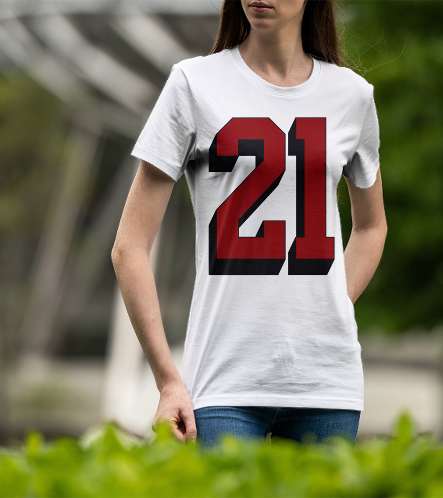 Number 21 Varsity Fan Sports Team White Jersey Premium 21 T-Shirt