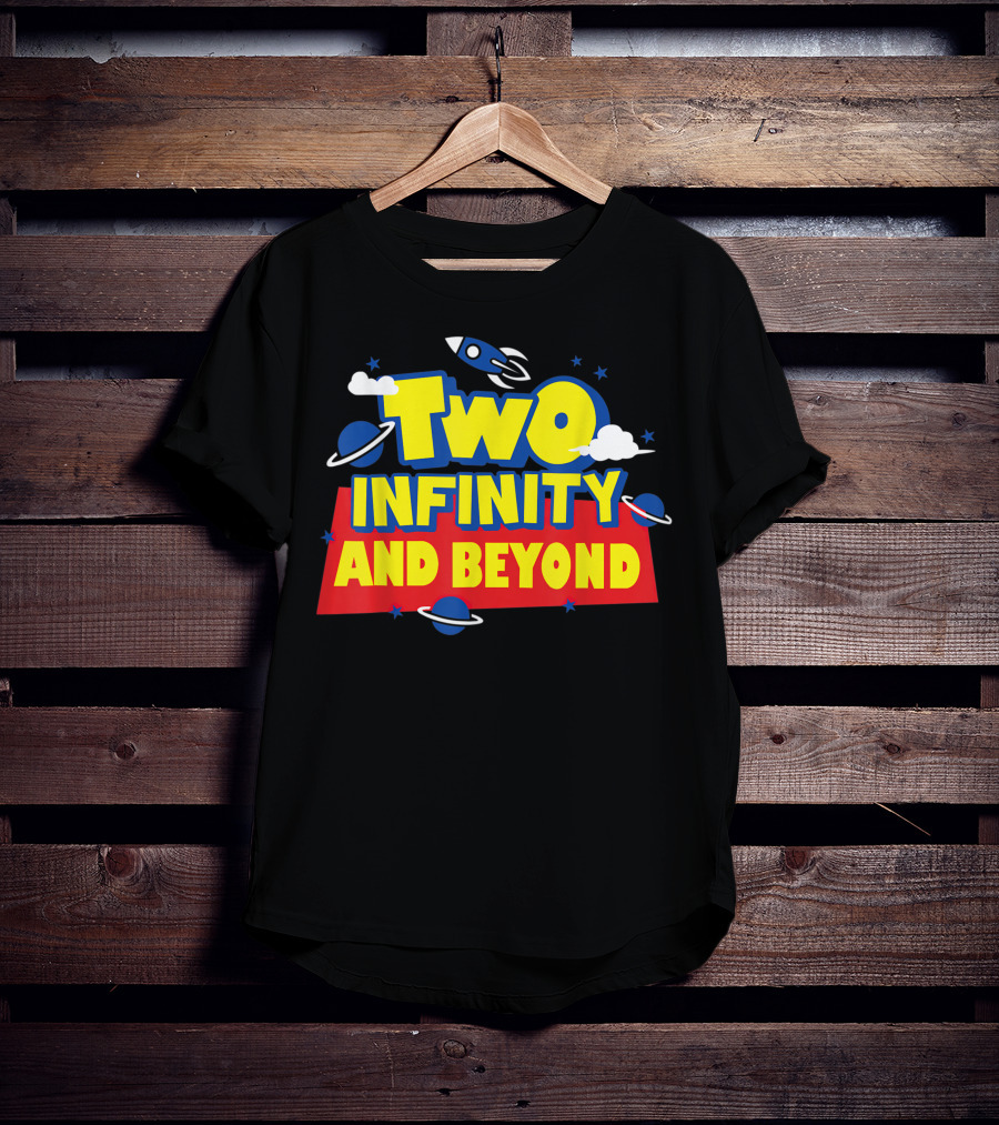 Two Infinity And Beyond 2nd Birthday Rocket And Planets T-Shirt